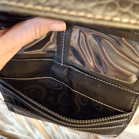 Brighton Black Pebbled Leather Croc-embossed Wallet Organizer.  - Picture 7 of 16
